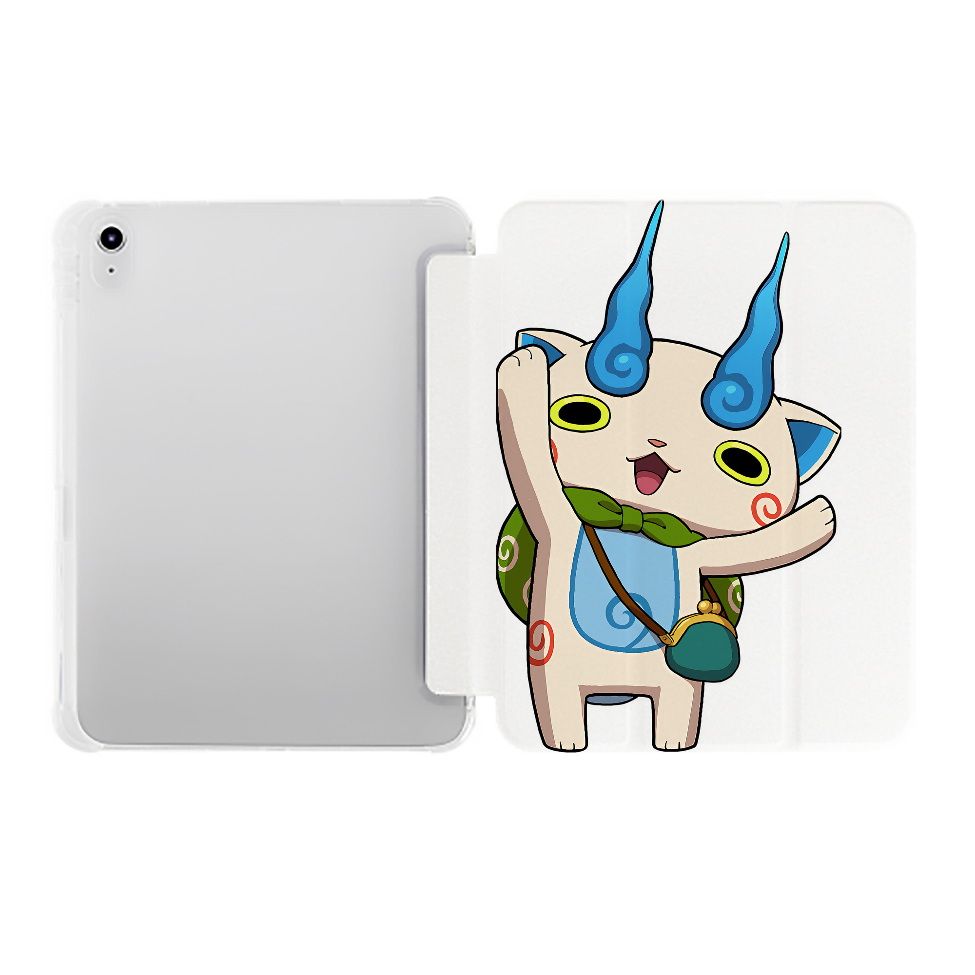 （画像用） 妖怪ウォッチ Yo-kai Watch IPad ケース ペン収納付き 三つ折りスタンド PUレザー×シリコン 対応機種9.5/10.5/10.9インチ